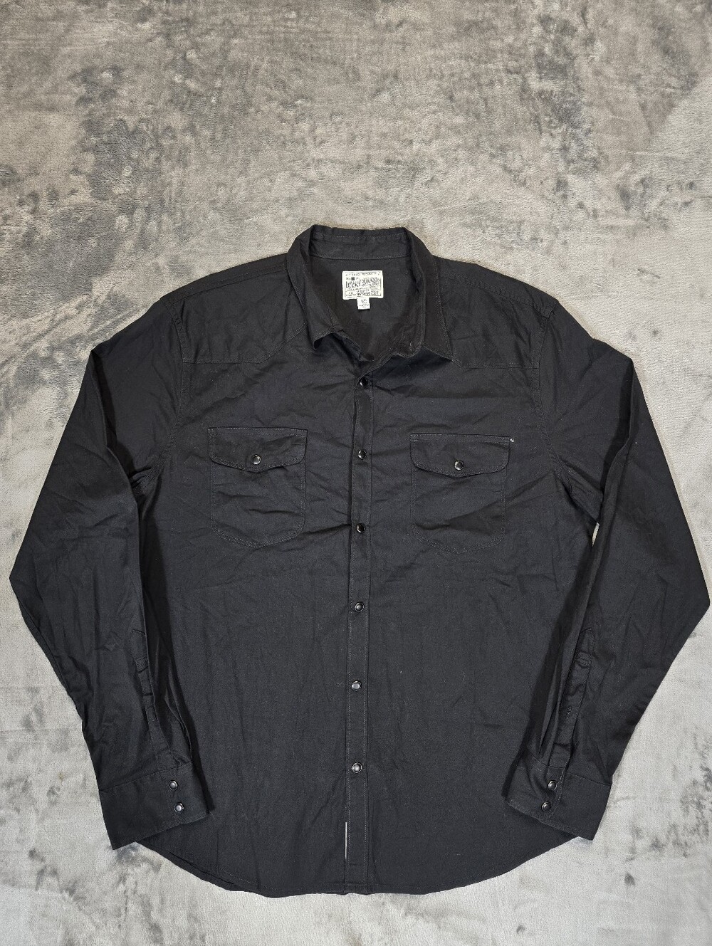 Lucky Brand Pearl Snap Western Button Up Shirt Size Large Black